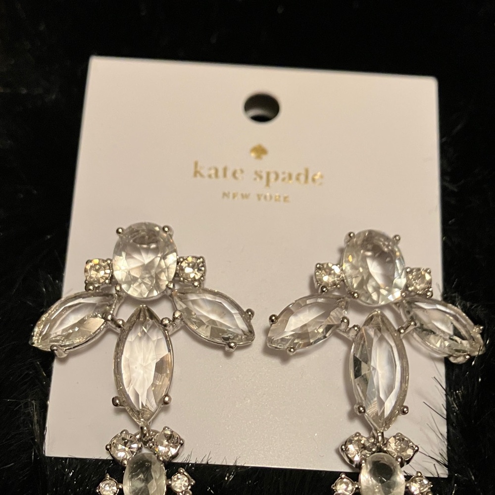 KATE SPADE. Clear Crystal chandelier Statement Earrings. Gorgeous!  NWT - Picture 2 of 8